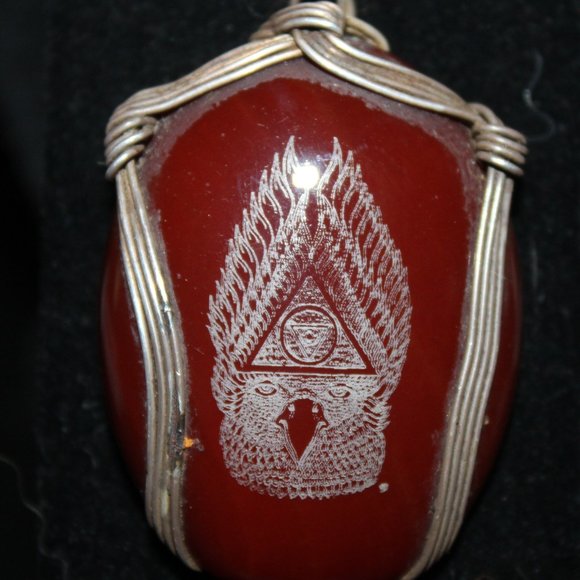 925, Tribal Necklace with etched agate, Eagle Wings, Handmade, wire wrapped - Picture 5 of 14